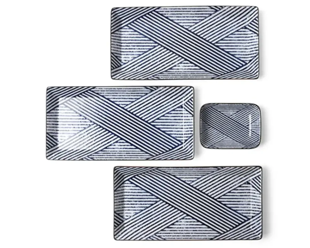 MIYA Company Aizome Shima Rectangle Plate Outlet