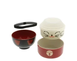 MIYA Company Bento Set Fortune Cat Red Discount