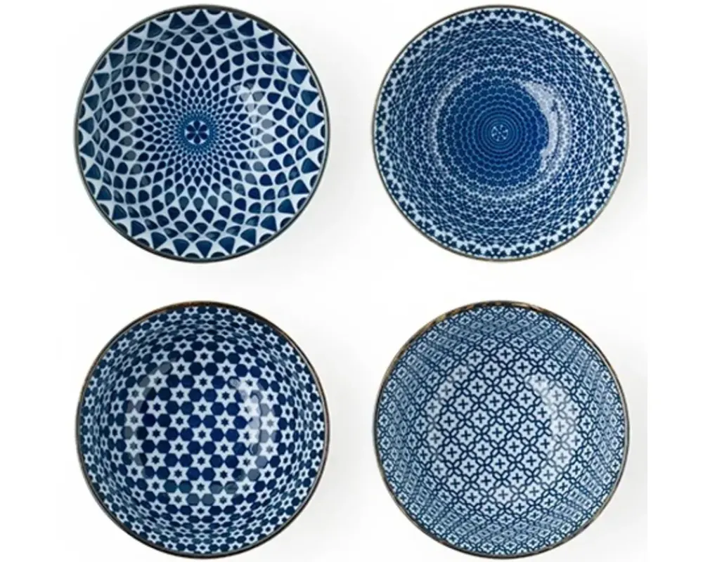 MIYA Company Blue & White 5" Bowl Set Best