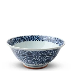 MIYA Company Blue & White Floral 7.75" Noodle Bowl
