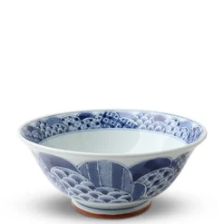 MIYA Company Blue & White Patterns 7.5" Noodle Bowl Outlet