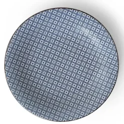 MIYA Company Blue & White Stitch 11" Plate New