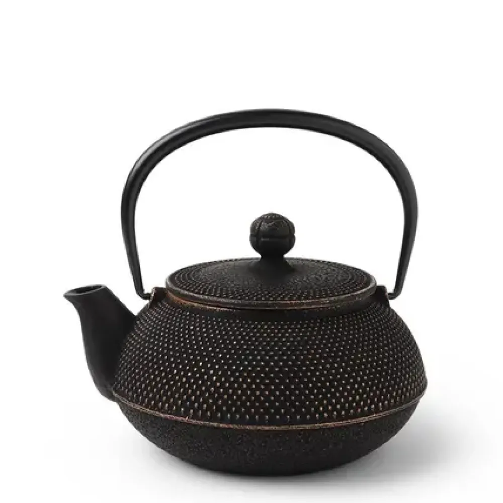 MIYA Company Cast Iron Gold/Black Hobnail Teapot 0.65L