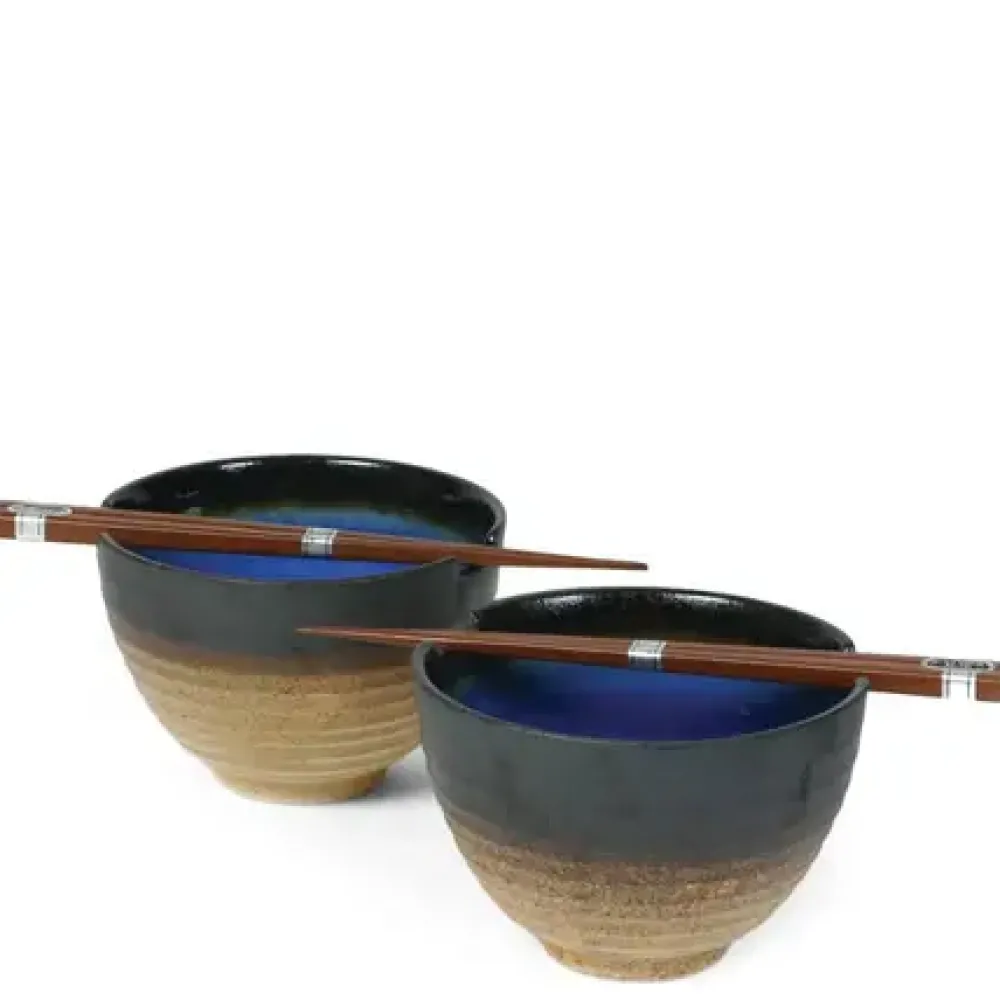 MIYA Company Cobalt Blue 5.5" Bowl For Two Set Sale