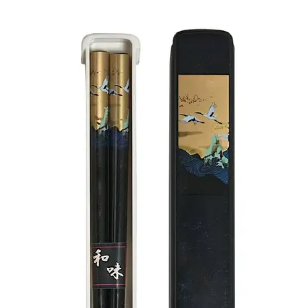 MIYA Company Cranes Chopsticks With Case - Black Outlet