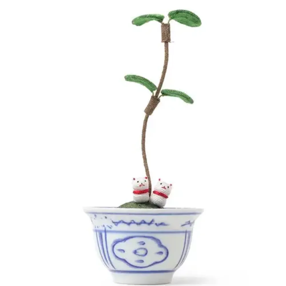 MIYA Company Figurine Potted Plant Fortune Cats New
