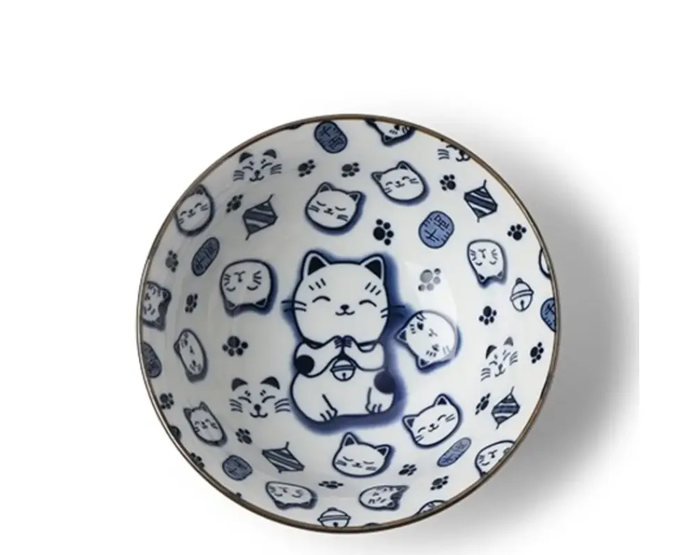 MIYA Company Maneki Neko Blue 5.75" Bowl Sale
