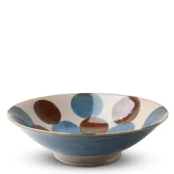 MIYA Company Rustic Blue & Brown 9.75" Serving Bowl New