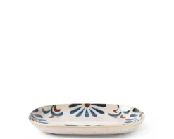 MIYA Company Rustic Blue Floral Rectangle Plate Outlet