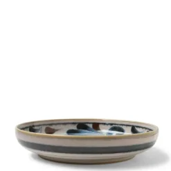 MIYA Company Rustic Blue Vines 7.75" Shallow Bowl Hot