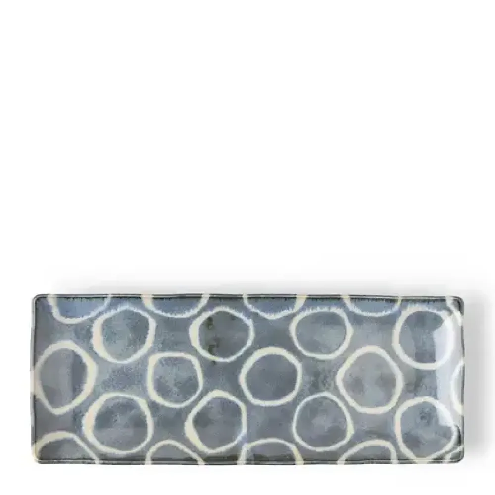 MIYA Company Rustic White Circles Rectangle Plate Clearance