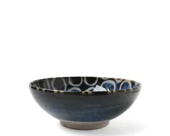 MIYA Company Rustic White Circles 8.5" Shallow Bowl Discount