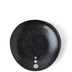 MIYA Company Satin Black White Dots Plate 5-1/4" Clearance
