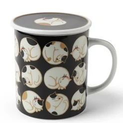 MIYA Company Sleepy Cat 8 Oz. Lidded Mug - Black Sale