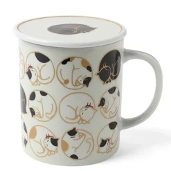 MIYA Company Sleepy Cat 8 Oz. Lidded Mug - White Sale
