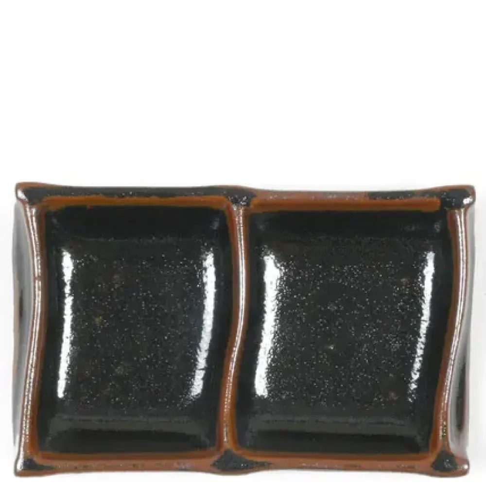 MIYA Company Tenmoku 6" X 3.5" Double Sauce Dish Discount